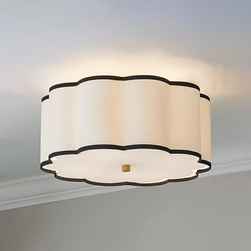 Axis Drum Ceiling Lamp | Modern Minimalist Scalloped Fabric Flush Mount