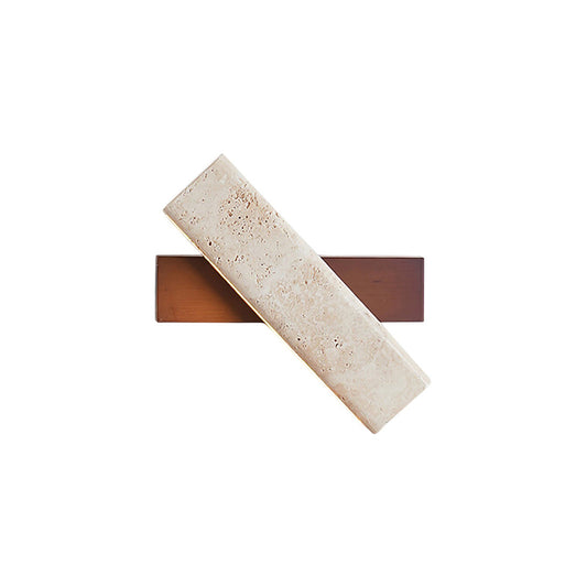 Axis Linear Wall Lamp | Modern Minimalist Travertine & Wood LED Sconce