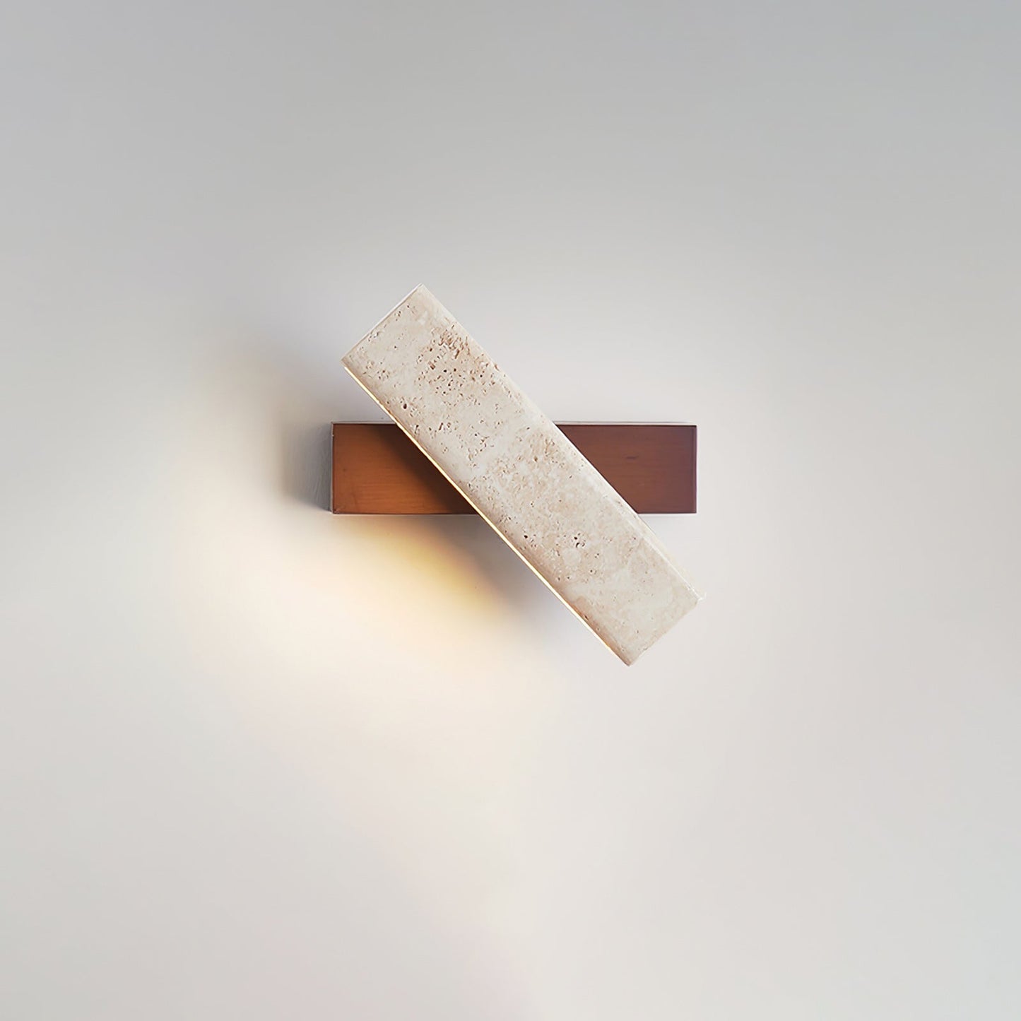 Axis Linear Wall Lamp | Modern Minimalist Travertine & Wood LED Sconce