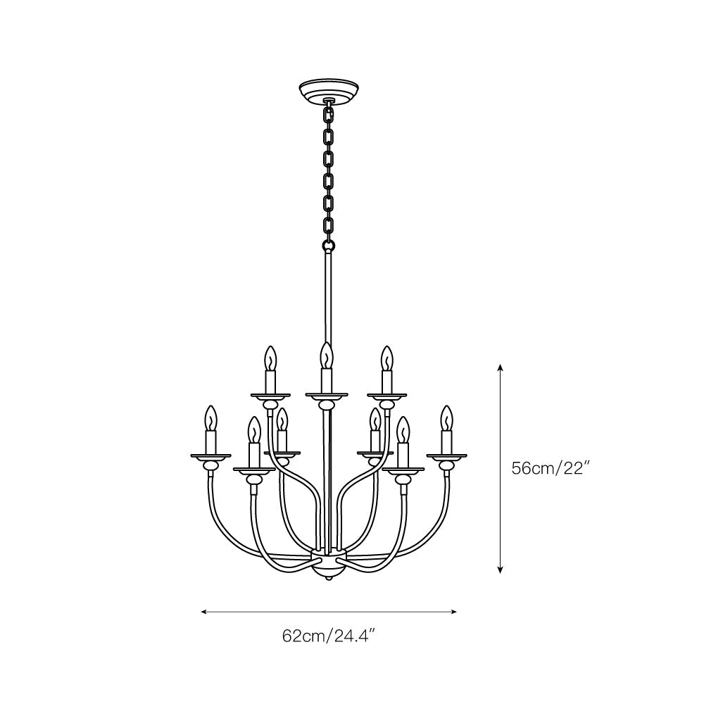 Ayada Chandelier | Modern 9-Light Matte Black Two-Tier Candelabra