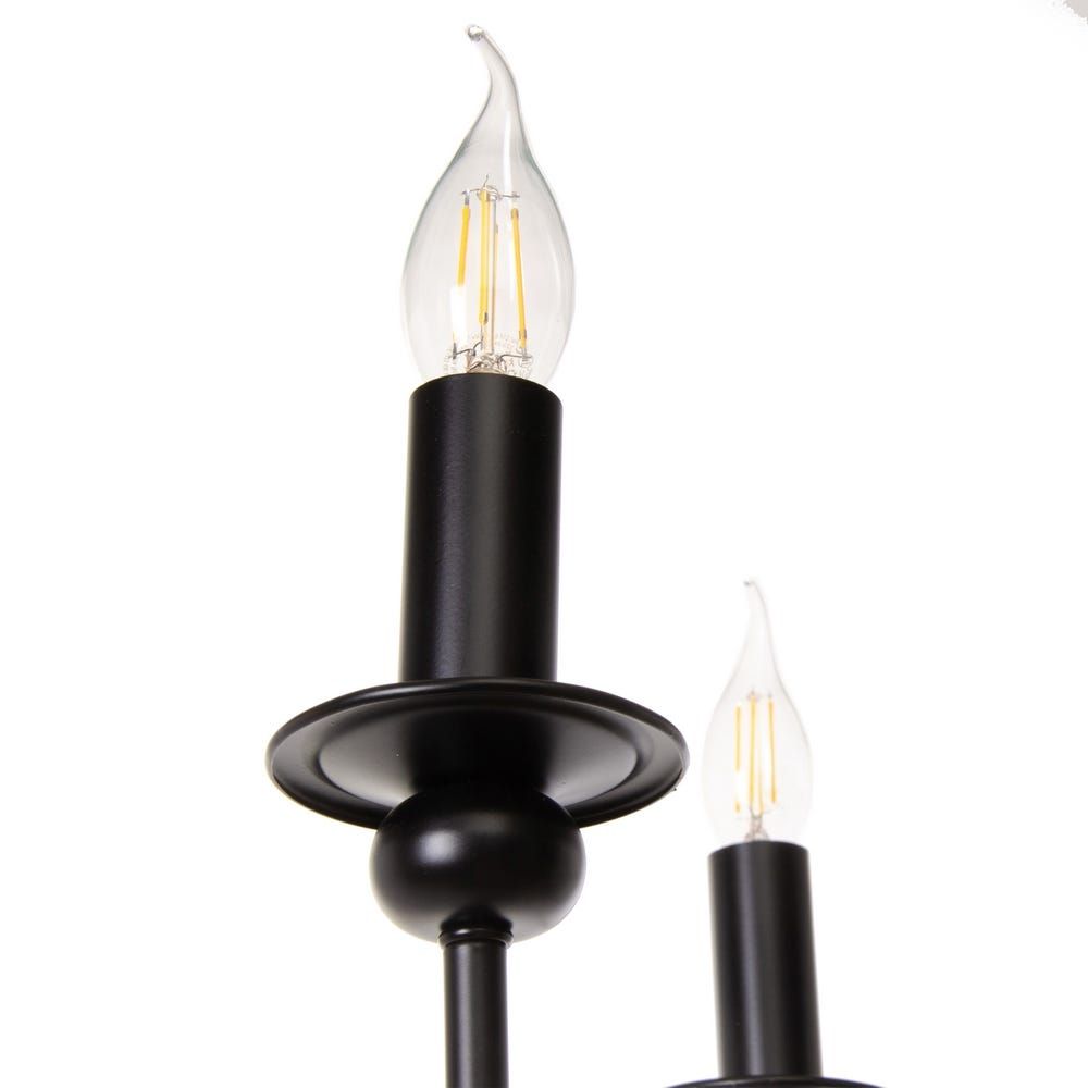 Ayada Chandelier | Modern 9-Light Matte Black Two-Tier Candelabra