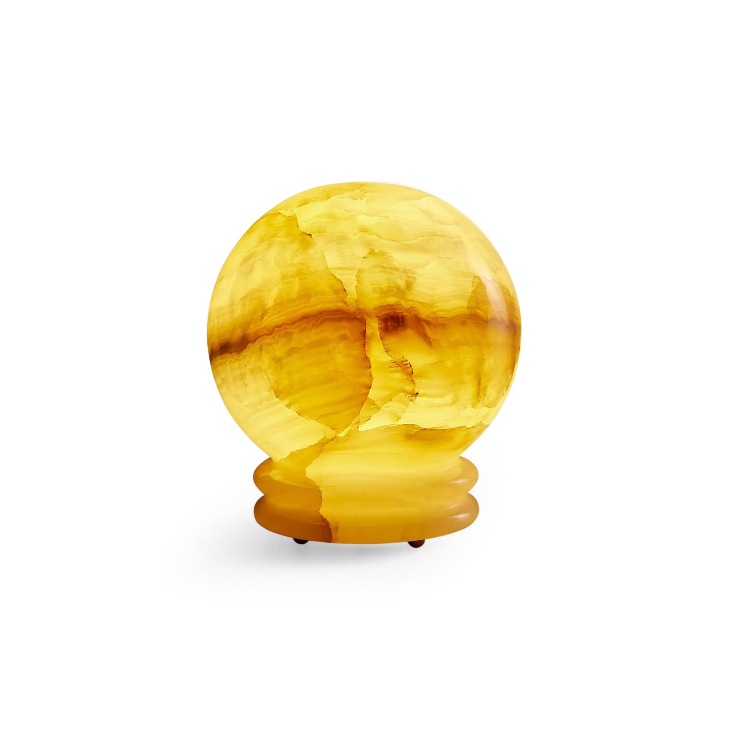 Ayesha Natural Jade Table Lamp | Luxury Stone Globe Ribbed Base Light