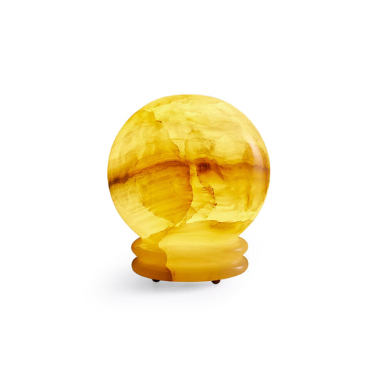 Ayesha Natural Jade Table Lamp | Luxury Stone Globe Ribbed Base Light