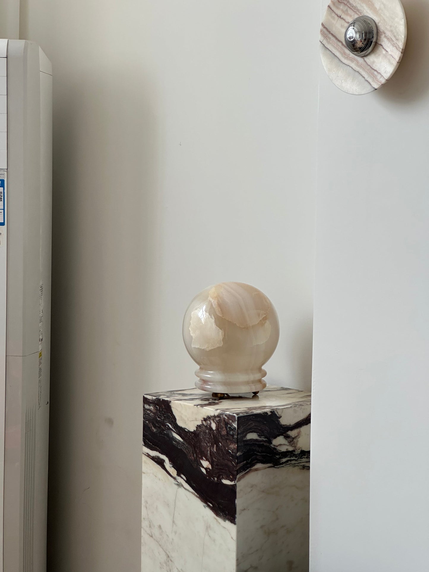 Ayesha Natural Jade Table Lamp | Luxury Stone Globe Ribbed Base Light