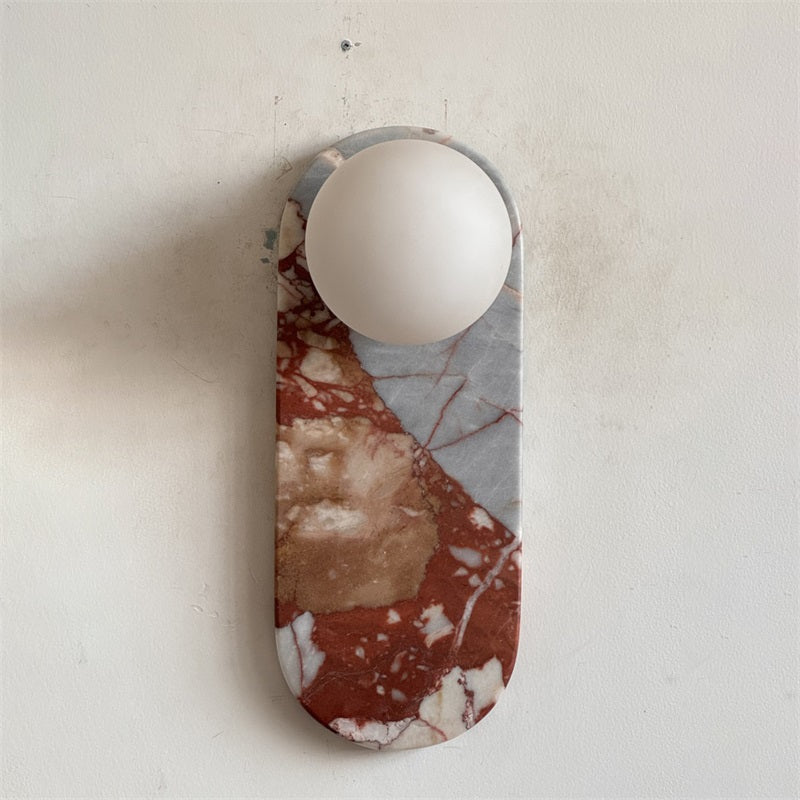 Lucie Wall Lamp - Mid-Century Modern Marble & Glass Sconce | Luxury Natural Stone Wall Light