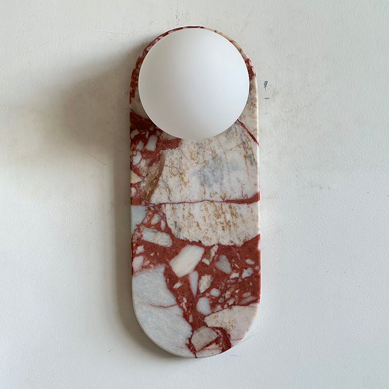 Lucie Wall Lamp - Mid-Century Modern Marble & Glass Sconce | Luxury Natural Stone Wall Light