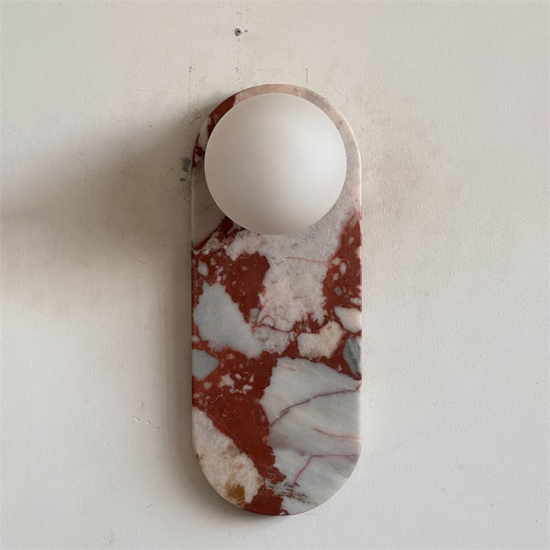 Lucie Wall Lamp - Mid-Century Modern Marble & Glass Sconce | Luxury Natural Stone Wall Light