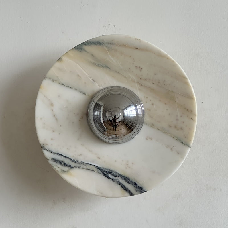 Calacatta Round Marble Sconce – Italian Calacatta Purple Marble & Chrome LED Sconce