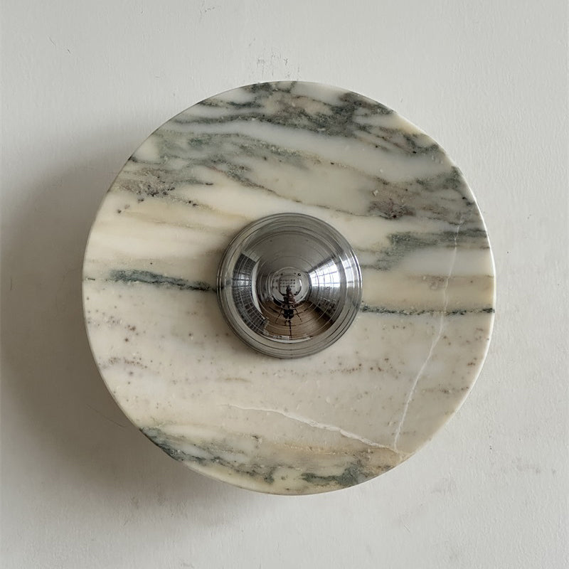 Calacatta Round Marble Sconce – Italian Calacatta Purple Marble & Chrome LED Sconce