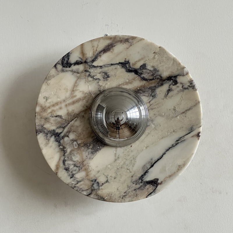 Calacatta Round Marble Sconce – Italian Calacatta Purple Marble & Chrome LED Sconce