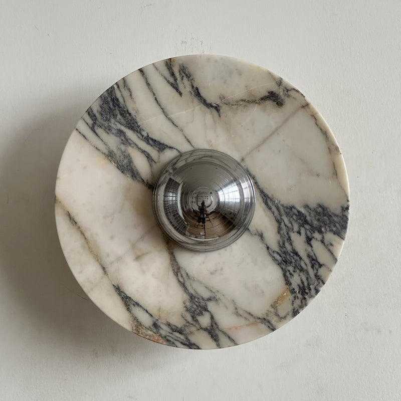 Calacatta Round Marble Sconce – Italian Calacatta Purple Marble & Chrome LED Sconce