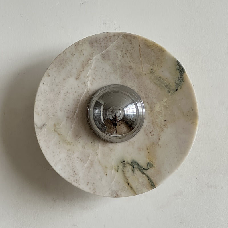 Calacatta Round Marble Sconce – Italian Calacatta Purple Marble & Chrome LED Sconce