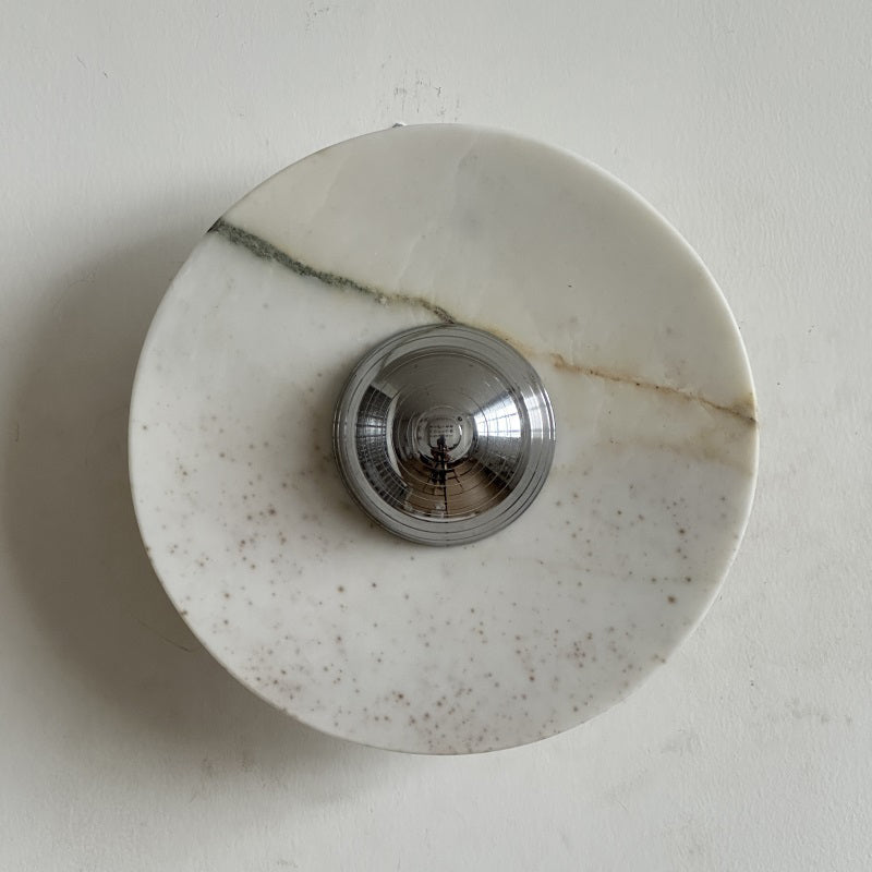 Calacatta Round Marble Sconce – Italian Calacatta Purple Marble & Chrome LED Sconce