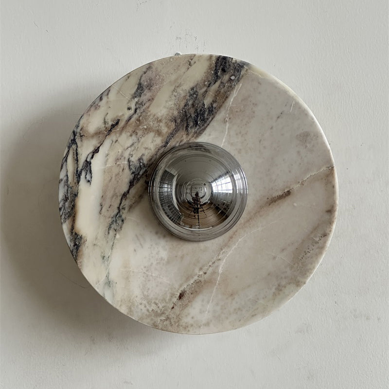 Calacatta Round Marble Sconce – Italian Calacatta Purple Marble & Chrome LED Sconce