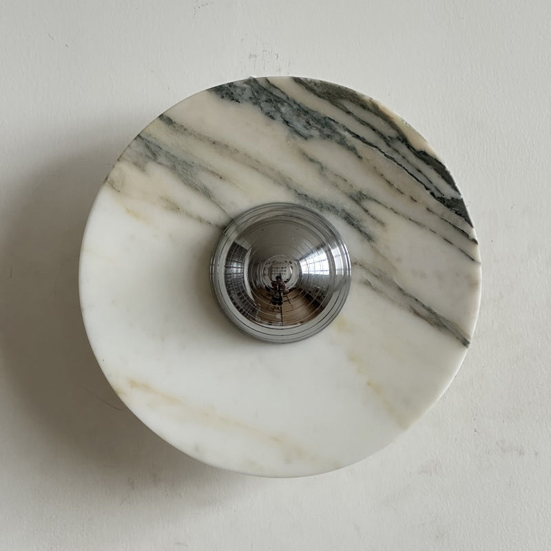 Calacatta Round Marble Sconce – Italian Calacatta Purple Marble & Chrome LED Sconce