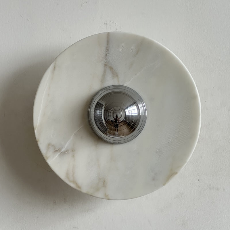 Calacatta Round Marble Sconce – Italian Calacatta Purple Marble & Chrome LED Sconce