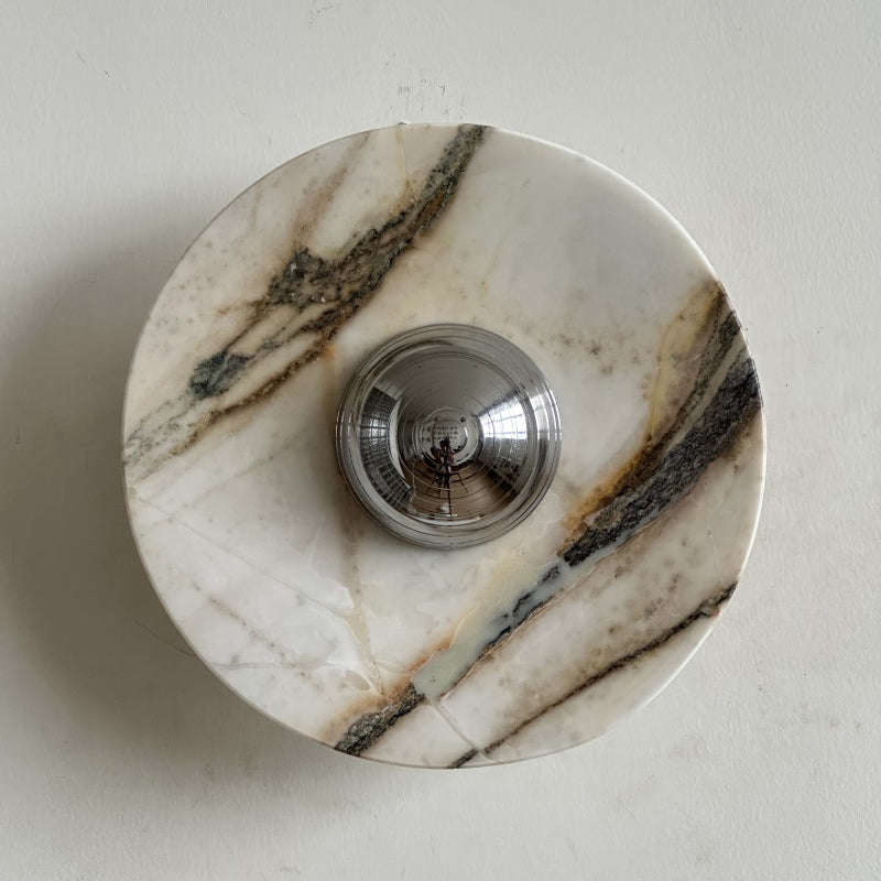 Calacatta Round Marble Sconce – Italian Calacatta Purple Marble & Chrome LED Sconce