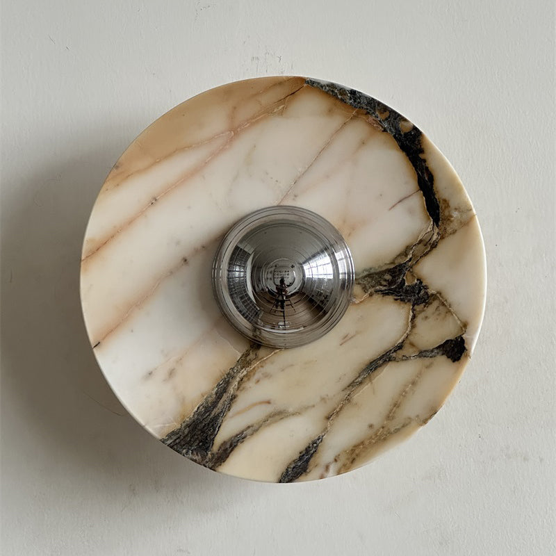 Calacatta Round Marble Sconce – Italian Calacatta Purple Marble & Chrome LED Sconce
