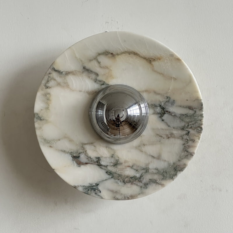 Calacatta Round Marble Sconce – Italian Calacatta Purple Marble & Chrome LED Sconce