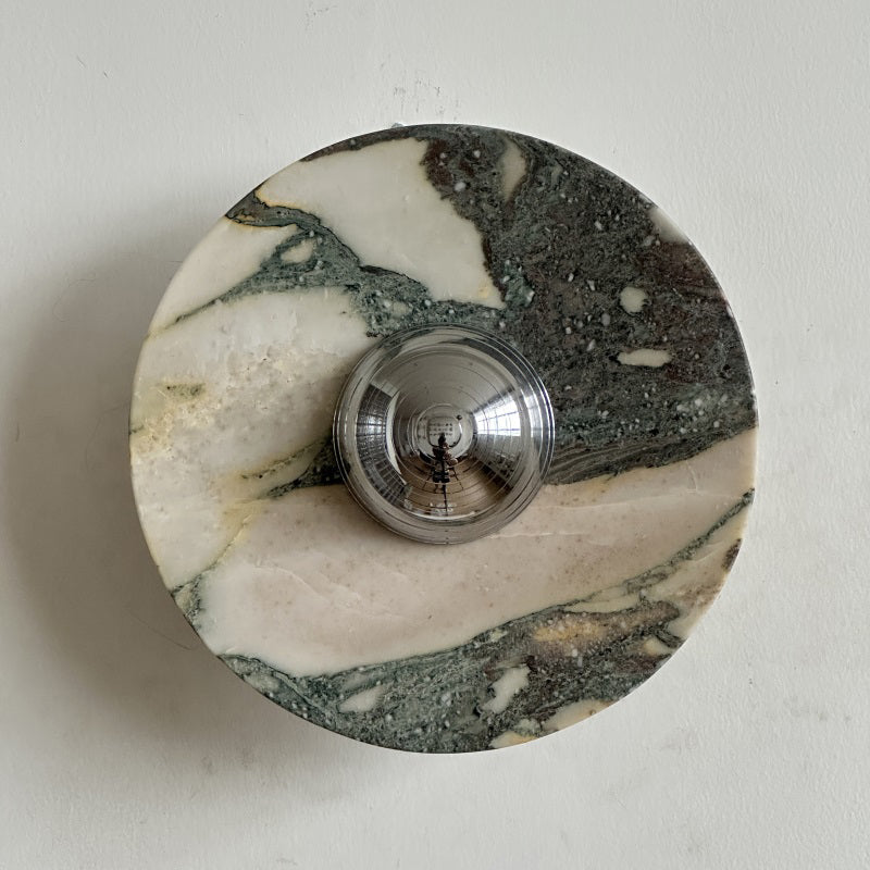 Calacatta Round Marble Sconce – Italian Calacatta Purple Marble & Chrome LED Sconce