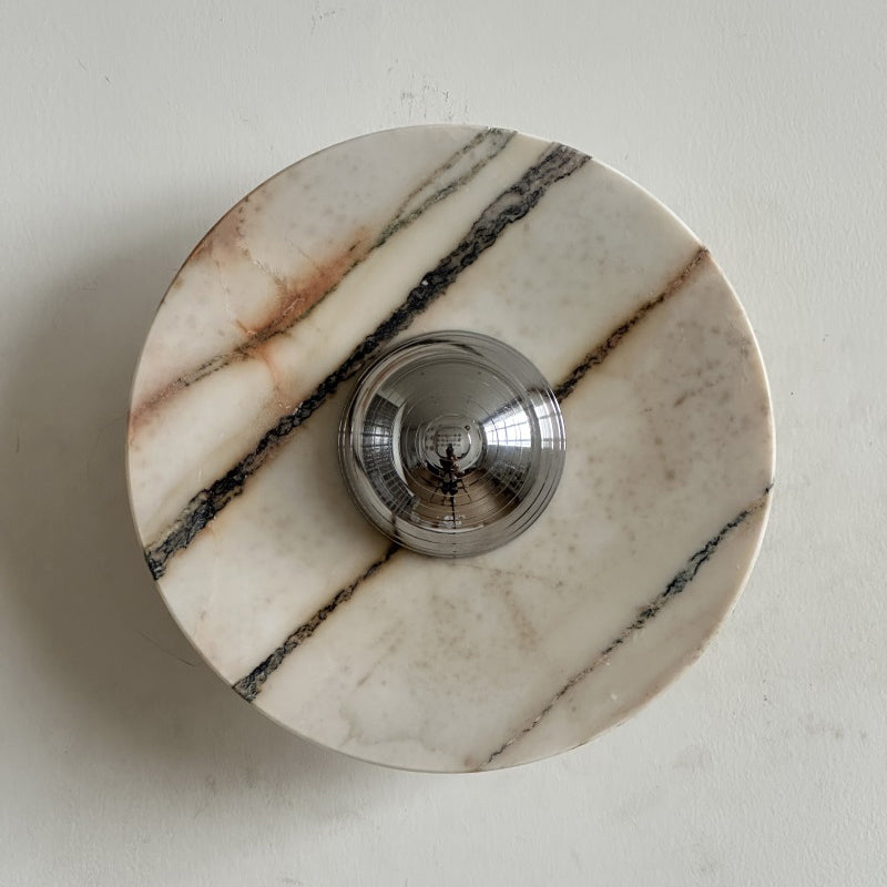 Calacatta Round Marble Sconce – Italian Calacatta Purple Marble & Chrome LED Sconce