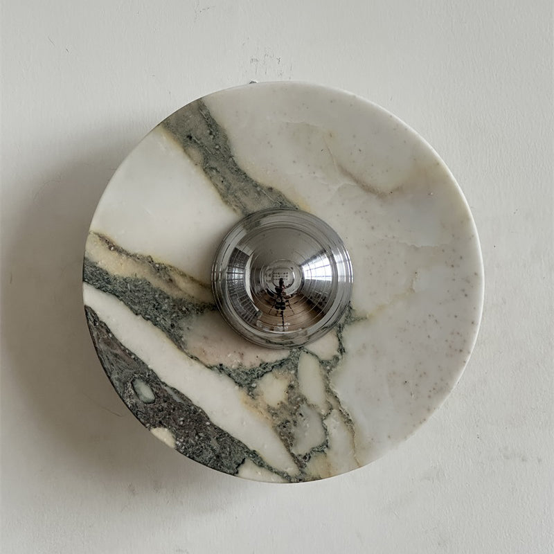 Calacatta Round Marble Sconce – Italian Calacatta Purple Marble & Chrome LED Sconce