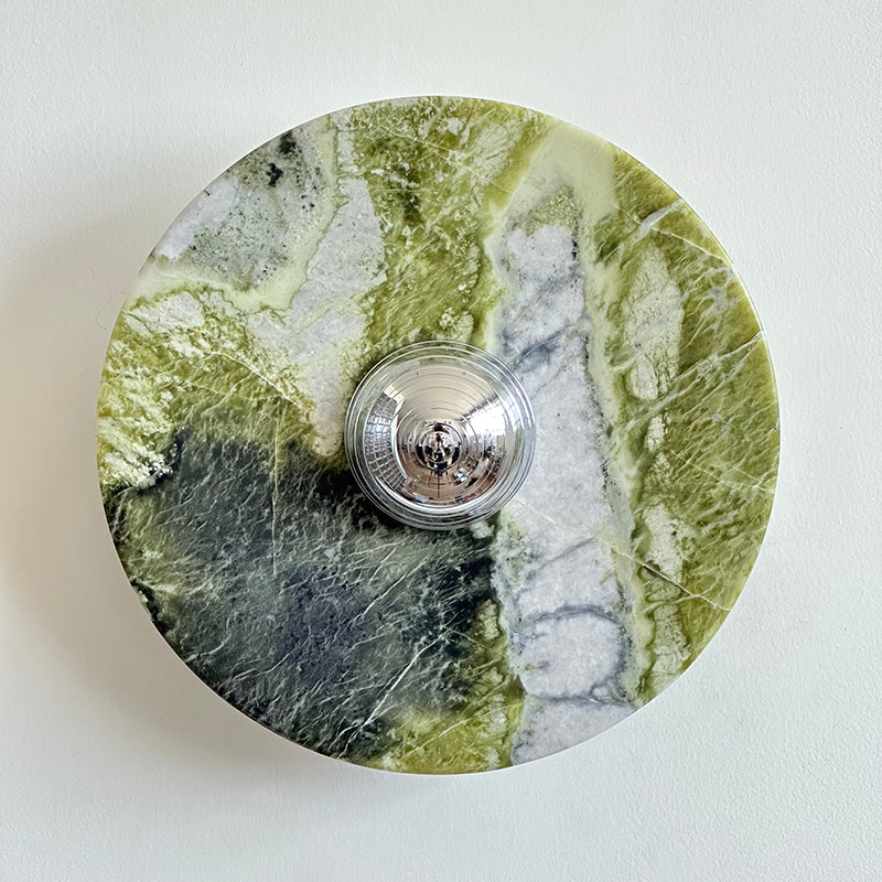Terkel Marble Wall Lamp - Round Natural Marble Disc Sconce | Luxury Stone Wall Light