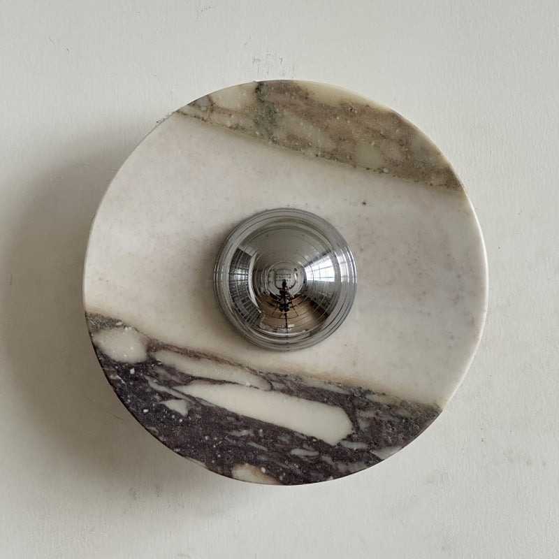 Calacatta Round Marble Sconce – Italian Calacatta Purple Marble & Chrome LED Sconce