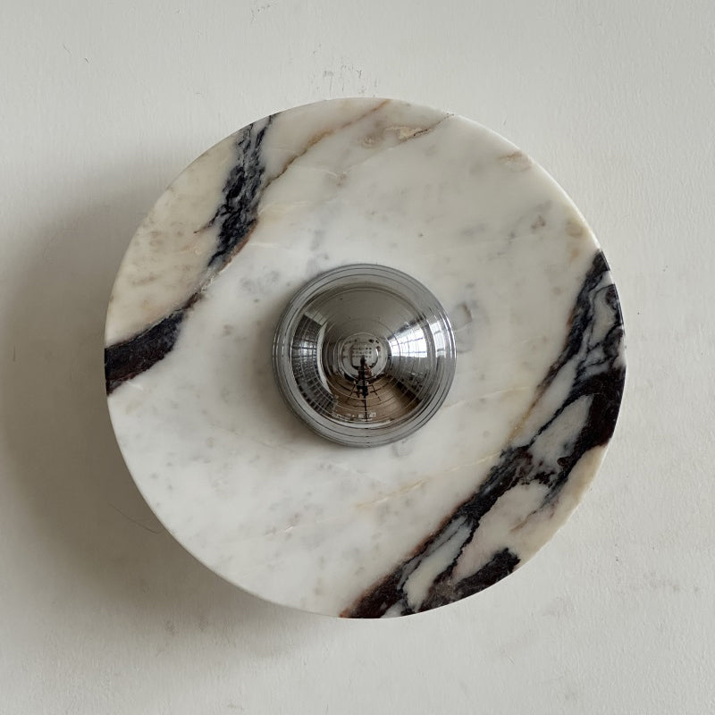 Calacatta Round Marble Sconce – Italian Calacatta Purple Marble & Chrome LED Sconce