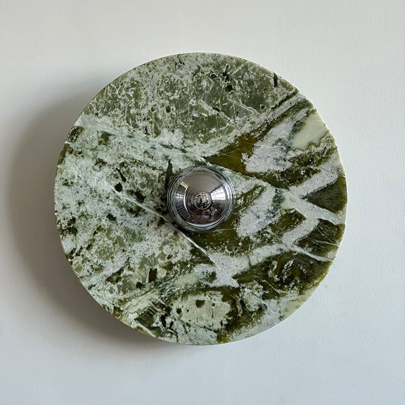 Terkel Marble Wall Lamp - Round Natural Marble Disc Sconce | Luxury Stone Wall Light