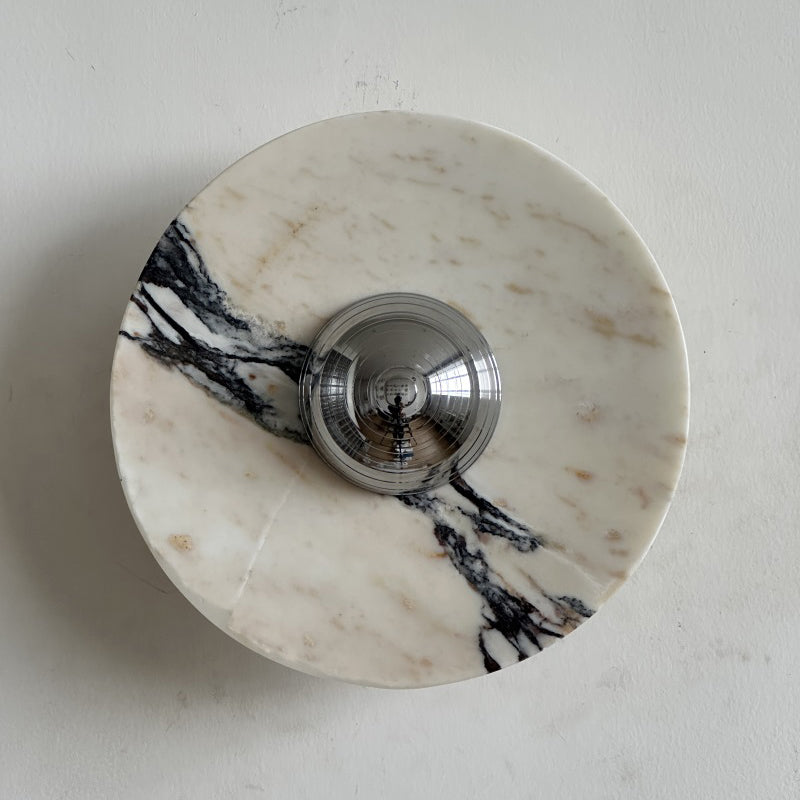 Calacatta Round Marble Sconce – Italian Calacatta Purple Marble & Chrome LED Sconce