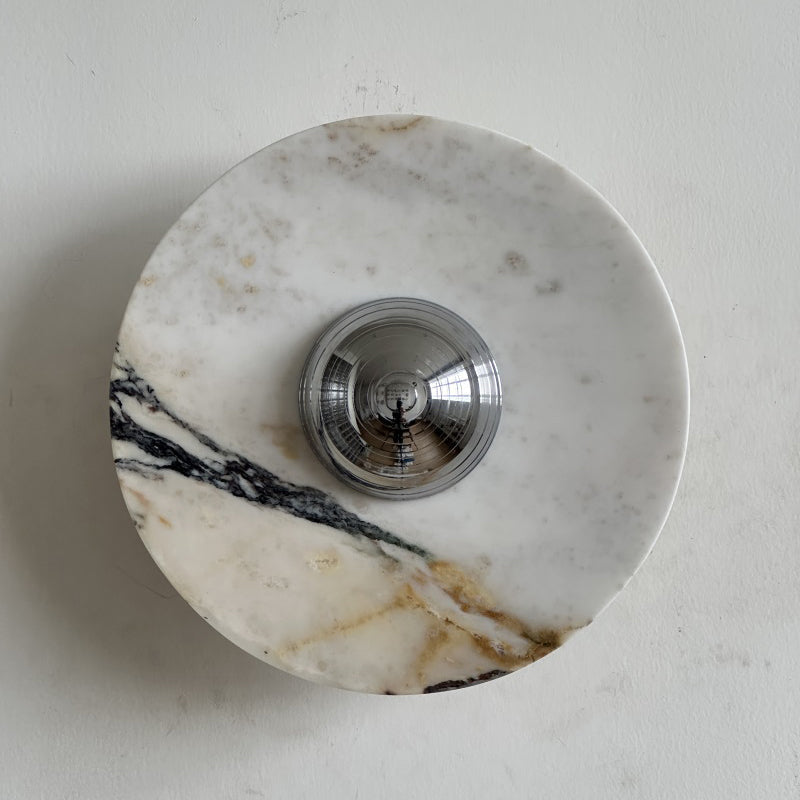 Calacatta Round Marble Sconce – Italian Calacatta Purple Marble & Chrome LED Sconce