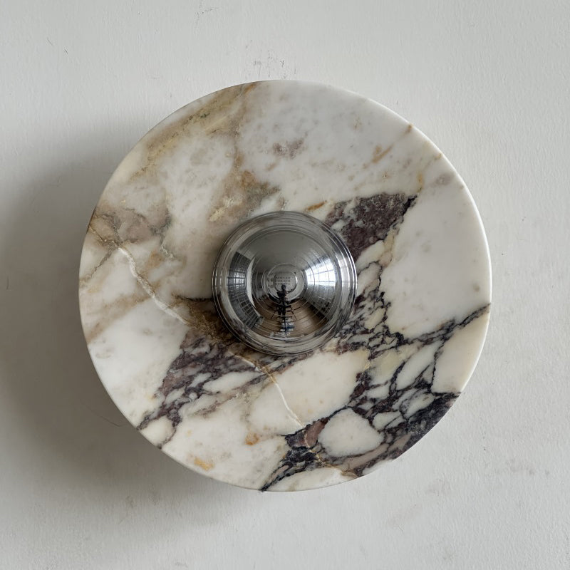 Calacatta Round Marble Sconce – Italian Calacatta Purple Marble & Chrome LED Sconce