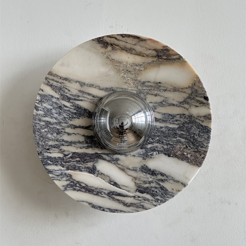 Calacatta Round Marble Sconce – Italian Calacatta Purple Marble & Chrome LED Sconce