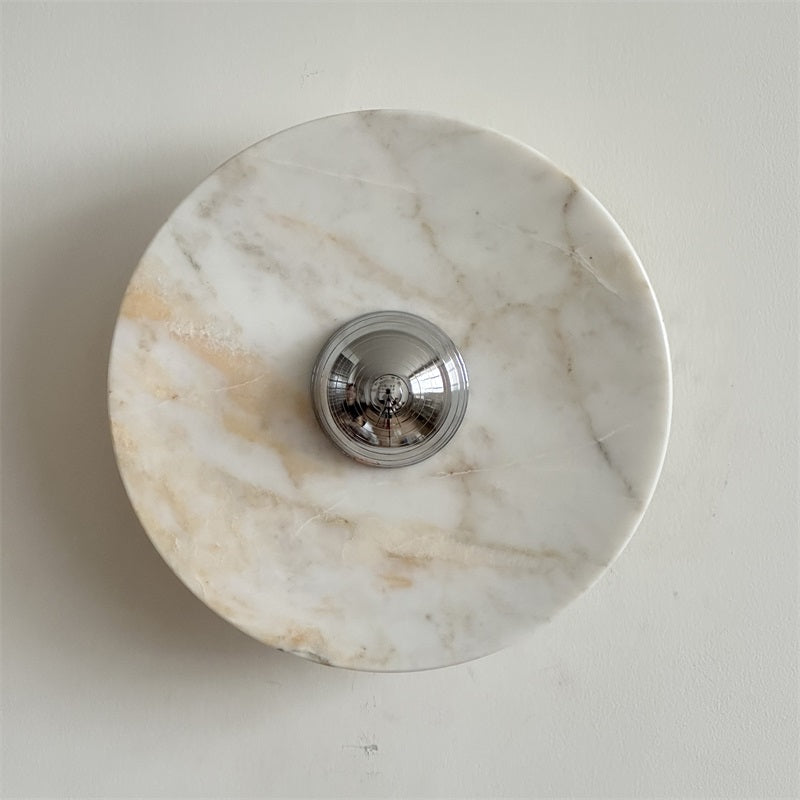 Calacatta Round Marble Wall Sconce – Italian Calacatta Purple Marble & Chrome LED Sconce