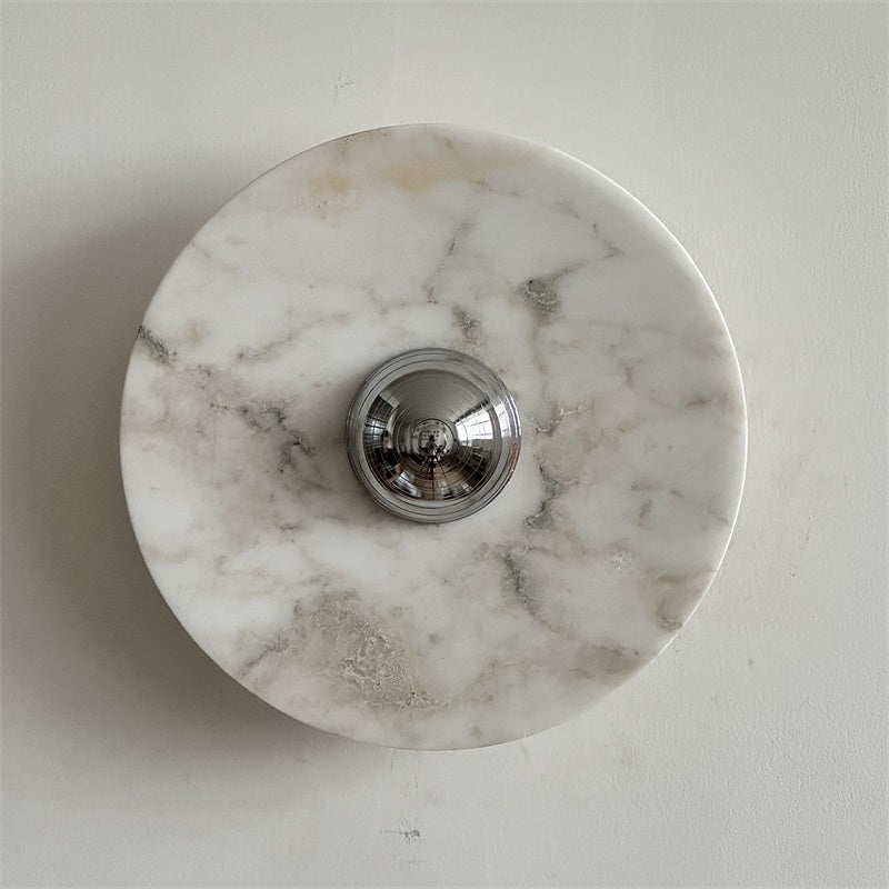 Calacatta Round Marble Wall Sconce – Italian Calacatta Purple Marble & Chrome LED Sconce