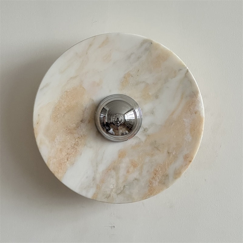 Calacatta Round Marble Wall Sconce – Italian Calacatta Purple Marble & Chrome LED Sconce