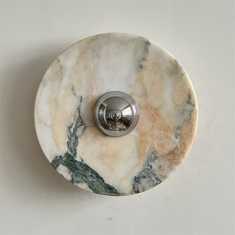 Calacatta Round Marble Wall Sconce – Italian Calacatta Purple Marble & Chrome LED Sconce