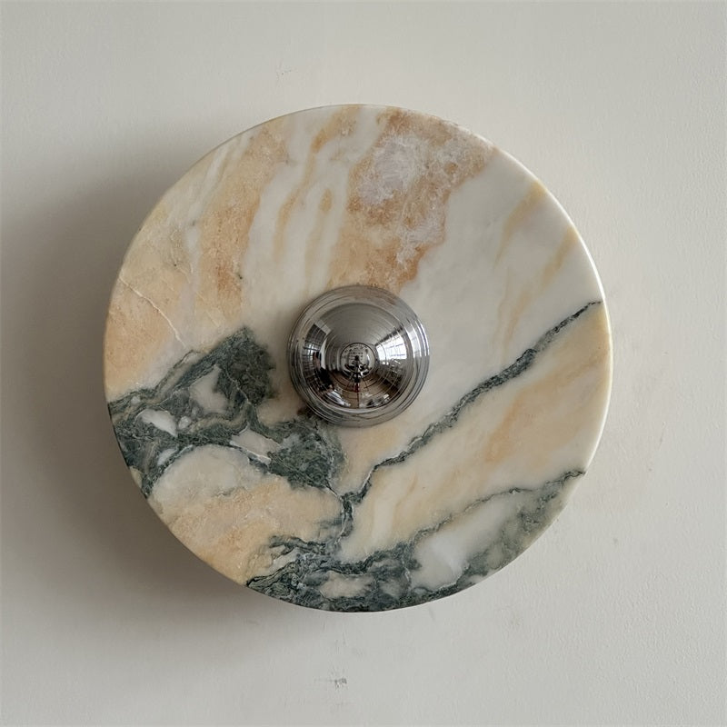 Calacatta Round Marble Wall Sconce – Italian Calacatta Purple Marble & Chrome LED Sconce