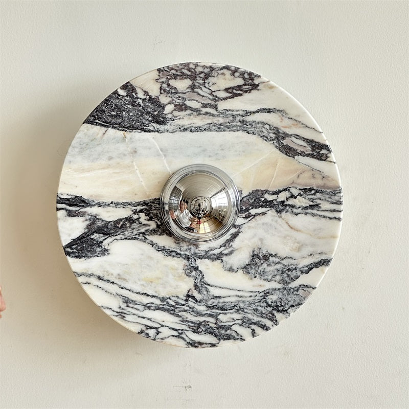 Calacatta Round Marble Wall Sconce – Italian Calacatta Purple Marble & Chrome LED Sconce