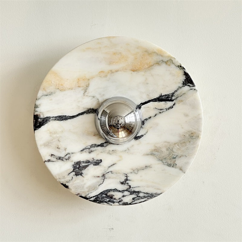 Calacatta Round Marble Wall Sconce – Italian Calacatta Purple Marble & Chrome LED Sconce