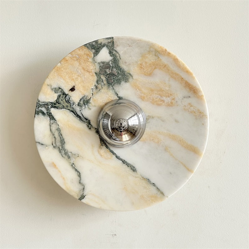 Calacatta Round Marble Wall Sconce – Italian Calacatta Purple Marble & Chrome LED Sconce