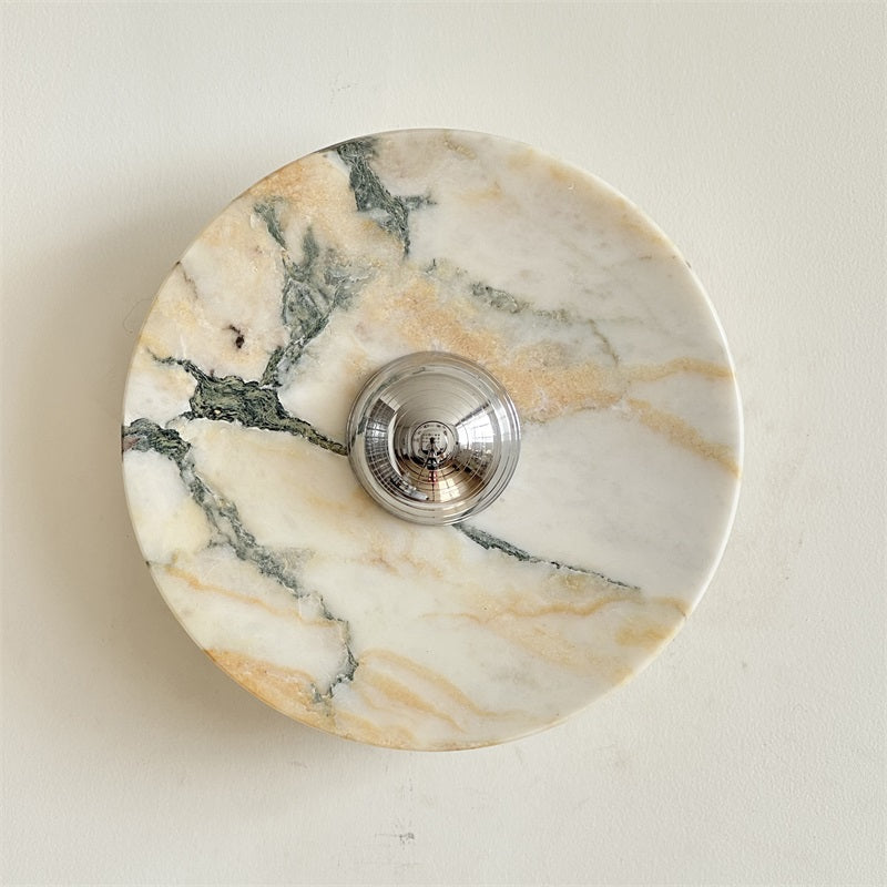 Calacatta Round Marble Wall Sconce – Italian Calacatta Purple Marble & Chrome LED Sconce
