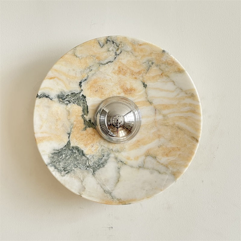 Calacatta Round Marble Wall Sconce – Italian Calacatta Purple Marble & Chrome LED Sconce