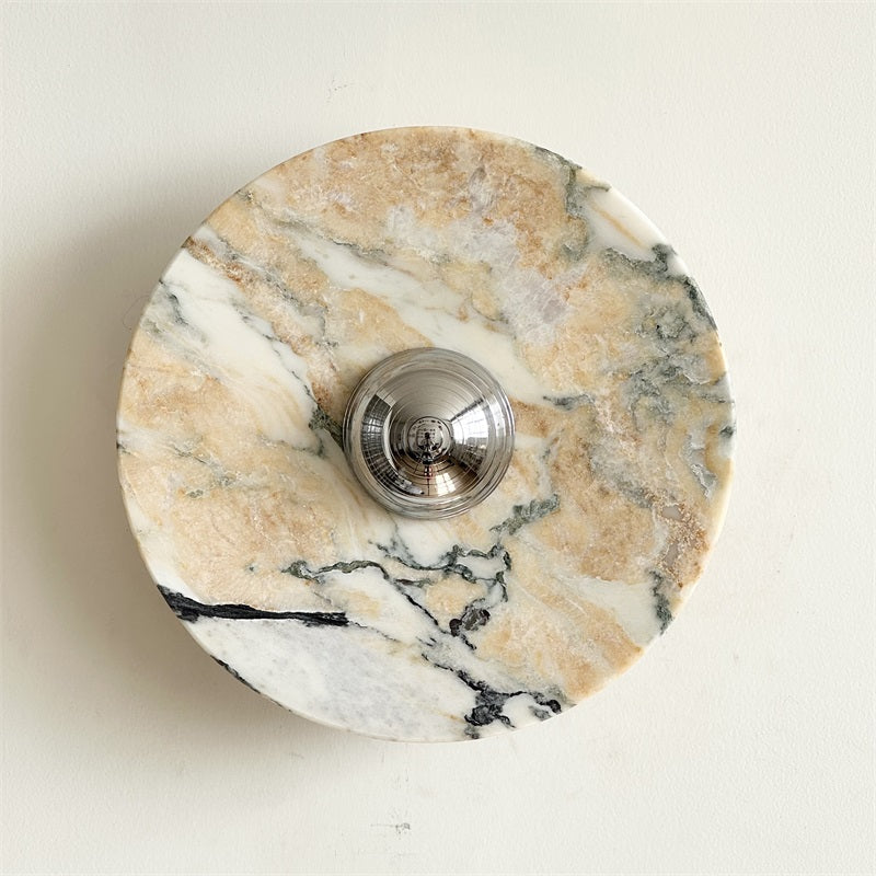 Calacatta Round Marble Wall Sconce – Italian Calacatta Purple Marble & Chrome LED Sconce