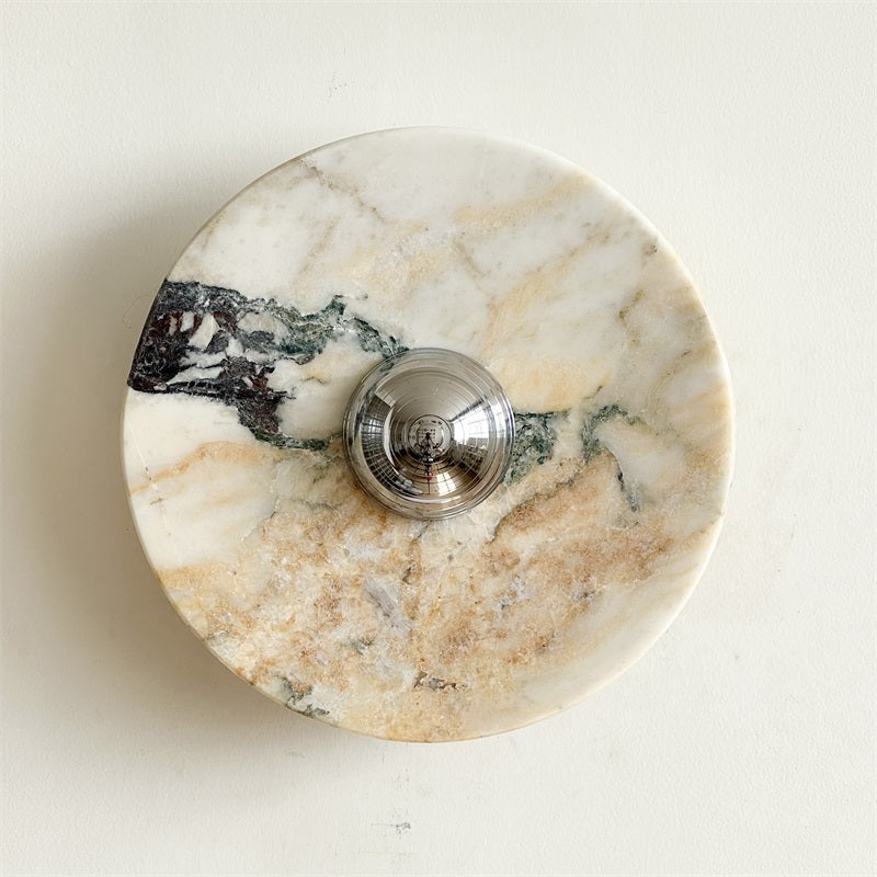 Calacatta Round Marble Wall Sconce – Italian Calacatta Purple Marble & Chrome LED Sconce