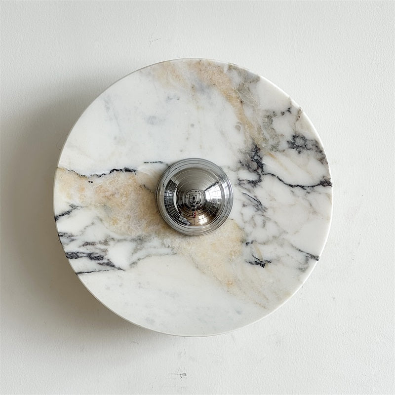 Calacatta Round Marble Wall Sconce – Italian Calacatta Purple Marble & Chrome LED Sconce