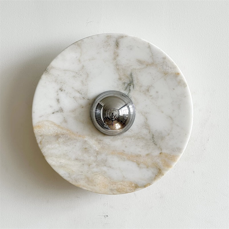 Calacatta Round Marble Wall Sconce – Italian Calacatta Purple Marble & Chrome LED Sconce