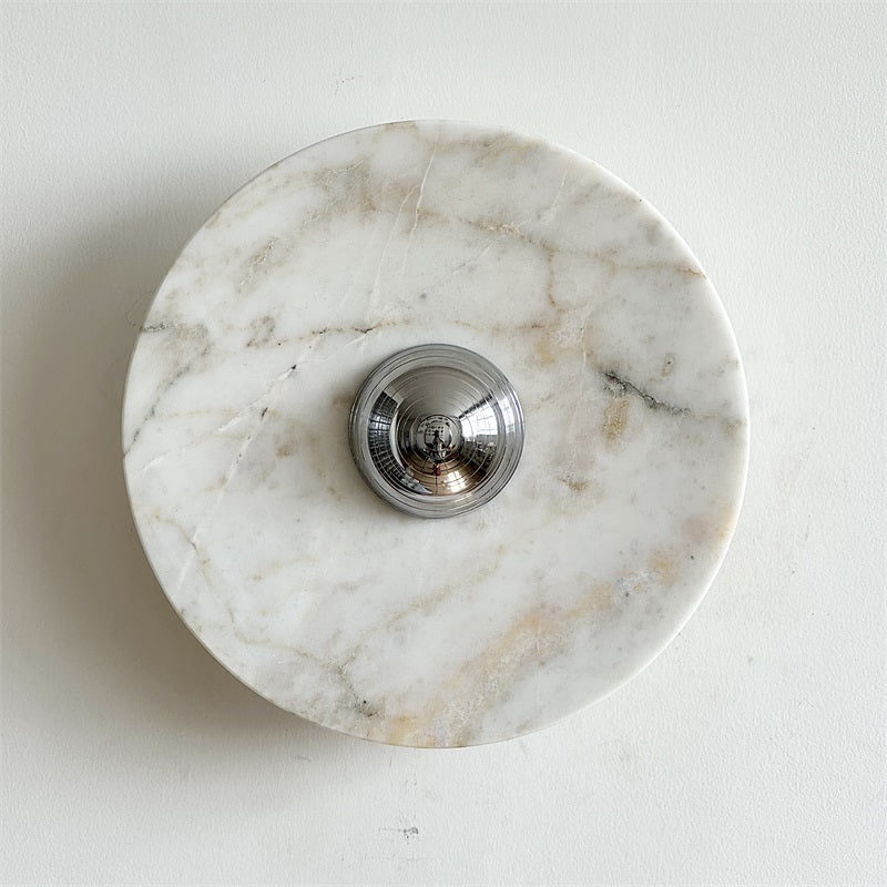 Calacatta Round Marble Wall Sconce – Italian Calacatta Purple Marble & Chrome LED Sconce
