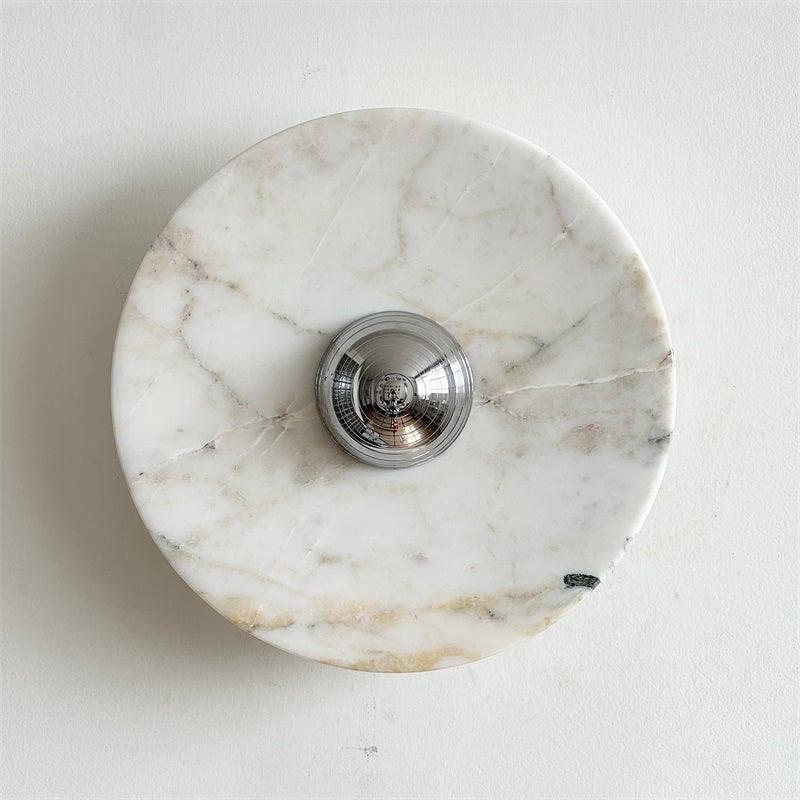 Calacatta Round Marble Wall Sconce – Italian Calacatta Purple Marble & Chrome LED Sconce